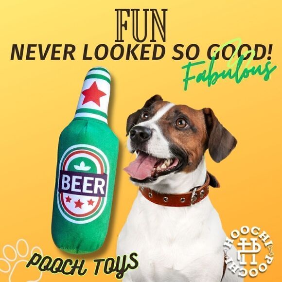 New Plush Beer Dog Toy Squeaker Inside for Big Dogs Brand New NWT - Picture 1 of 4